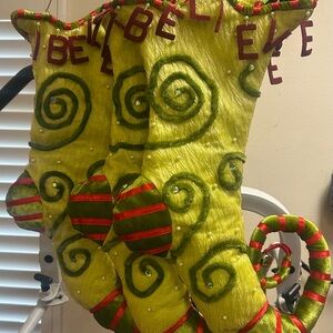 Patience Brewster Department 56 Whimsical Green and Red Christmas Stockings